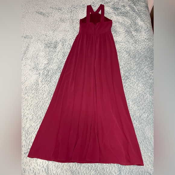 Lulu’s Formal Dress Bridesmaid Prom Sz S Cranberry Lined Sleeveless Wide Straps - Picture 4 of 10